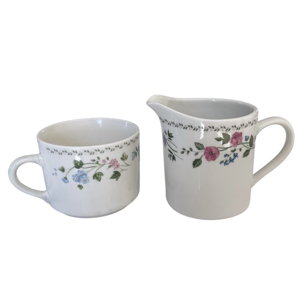 Farberware Stoneware-English Garden 225 Creamer Floral & Cup